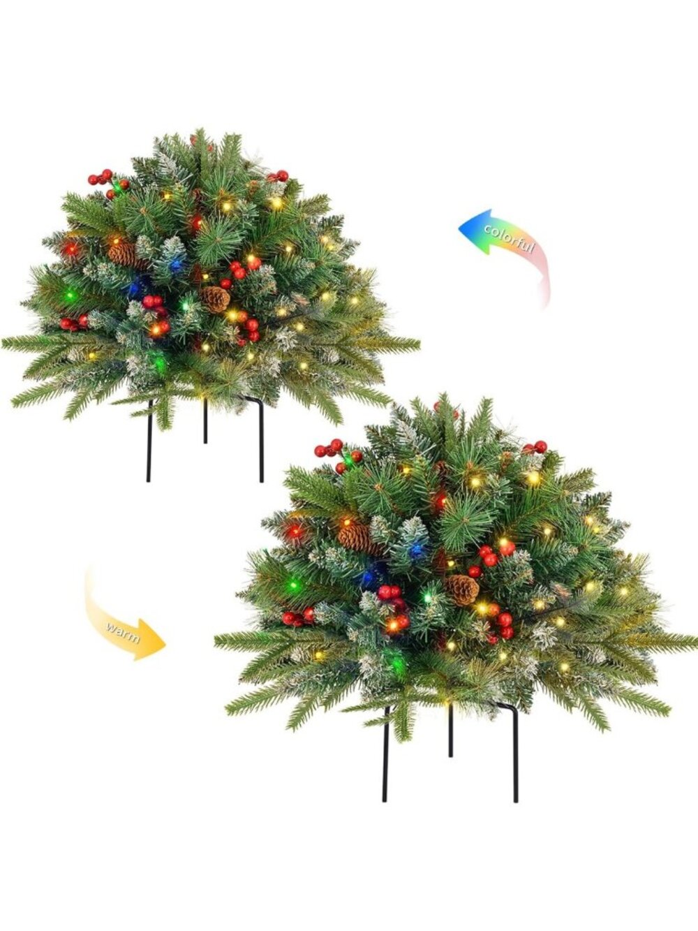 Battery Operated Christmas Tree Urn Filler with Timer, Pre-lit LED Lights
